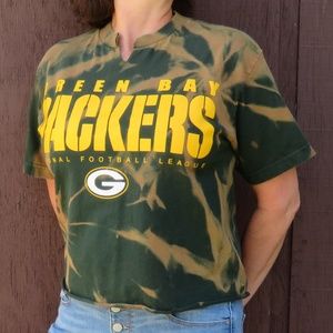 Green Bay Packers Bleach Dye Crop Top sz M